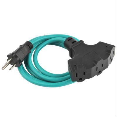 Us 13A 125V 3 Pin Extension Cord with 3 Outlets