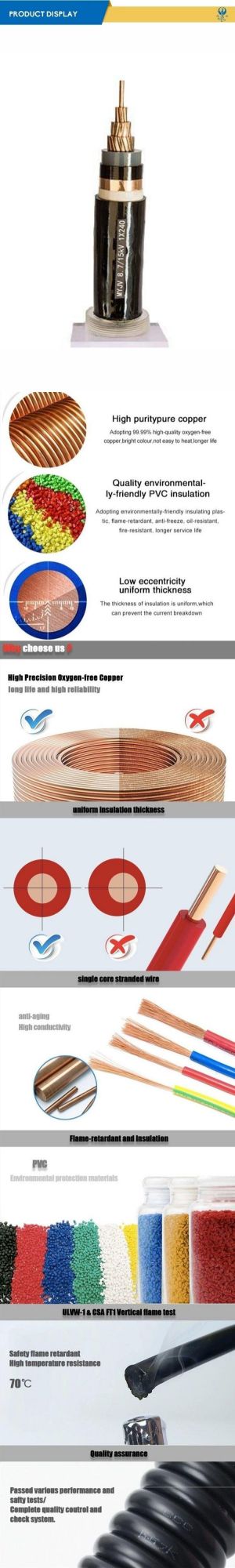 Myjv Low Voltage 0.6/1kv XLPE Insulation PVC Sheath Mining Power Cable