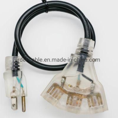 NEMA Power Cords 5-15p to Triple Tap 5-15r Adapter Lights Heavy Duty