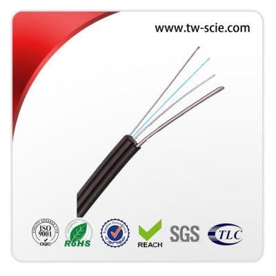 Outdoor 2 Core FTTH Cable with Self-Supporting Figure 8 Bow-Type Design and Steel Messager