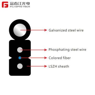 Indoor/Outdoor 1 2 4 6 12 Core G657A1/A2 GJYXFCH FRP/Steel Wire Single Mode FTTH Drop Flat Optic/Optical Fiber Cable