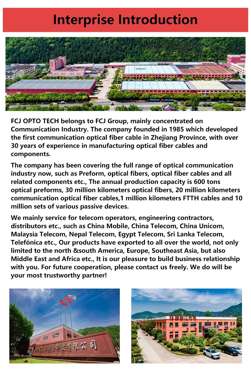 Fuchunjiang Fiber Optic Cable Gyxtzw with The Parallel Wire and Steel-PE Outer Jacket and Flame-Retardant