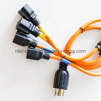 Extension Cord Y Splitter, NEMA 5-15p to 2X NEMA 5-15r - 13A, 120V, 16 AWG,