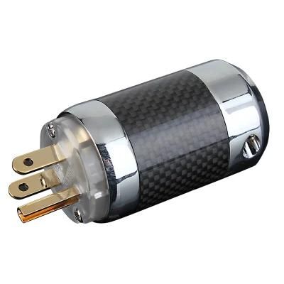 Hh3207 Copper Rhodium-Plated AC Power Plug with Carbon Fiber