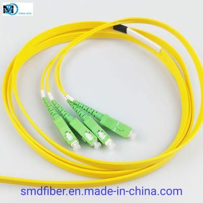 Sc/APC Fiber Optic Pigtail 4core Quadplex Flat Yellow Color for FTTH
