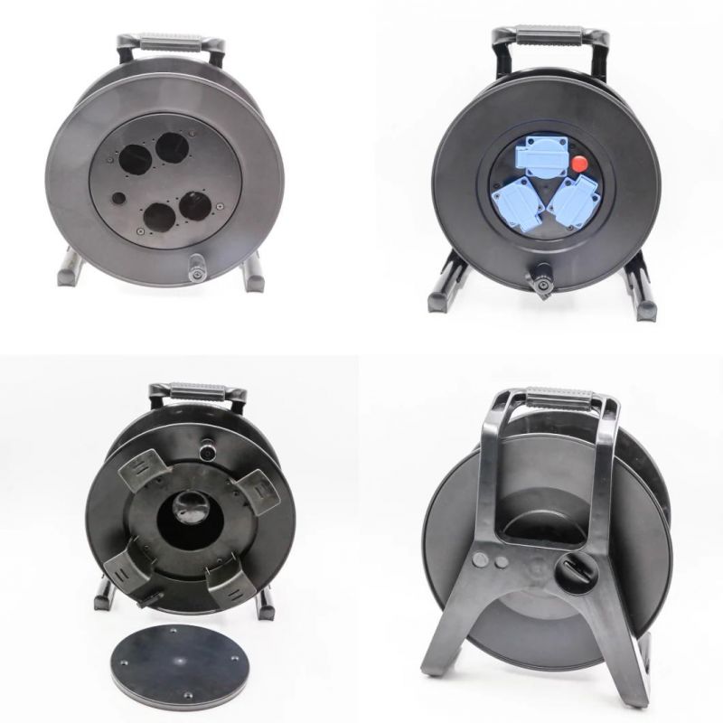 Cable Reel Without Cables Metal Cord Reel Stand in Black (Holds Up To 100 Feet 14/3 Gauge Cords)