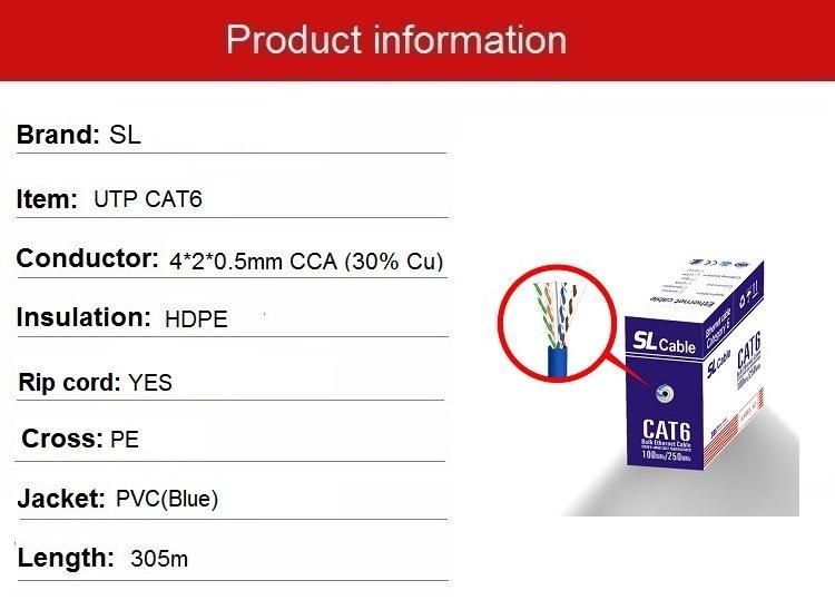 SL UTP CAT6 24 AWG LAN Cable for Cabling