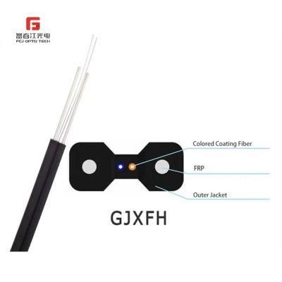 Optical Fiber 2 Fibers Single-Mode FRP Strength Member Messenger Wire LSZH FTTH Drop Cable-GJXFH