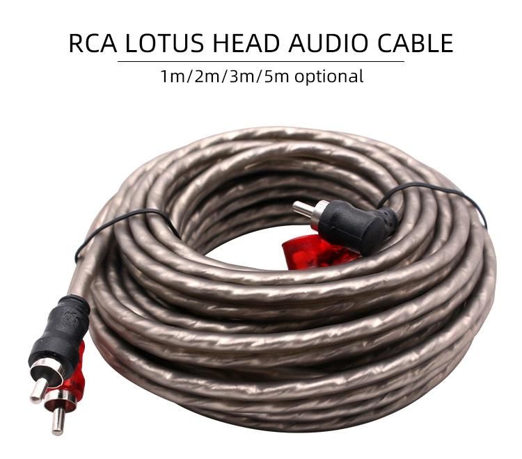 1m 2m 3m 5m Braid Shielded RCA Cable Male to Male Signal Cable for Car Audio