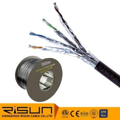 100m Cardboard Reel CAT6A Black S/FTP PE26AWG Stranded Cable