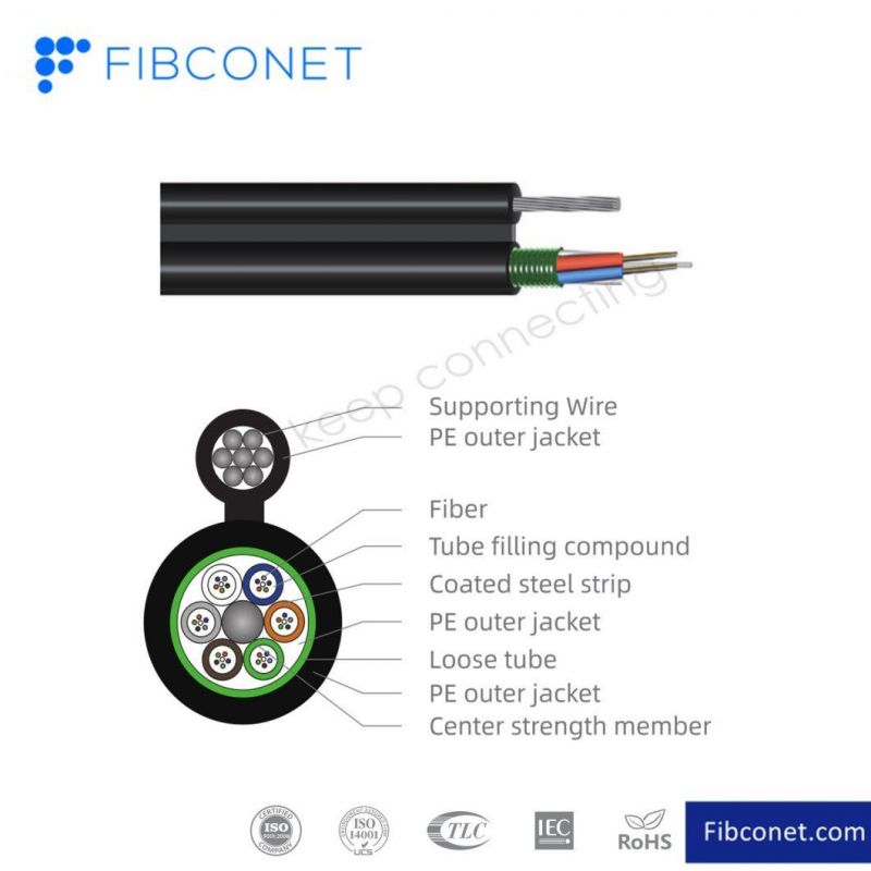 FTTH Fiber Optic Outdoor Cable GYTC8S All Figure 8 Self-Supporting Cable with Fast Connector