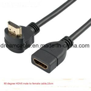 1.4V 15cm Black 90 Degree HDMI Cable Male to Female