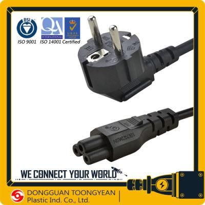 Europe VDE Approval EU 10A 250V AC Power Cord Schuko Plug + C5 Connector