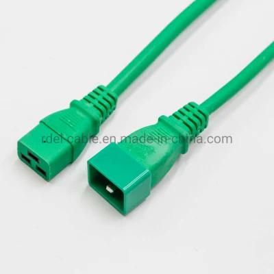 IEC 60320 Power Cords - C20 Plug to C19 Connector 14/3 Sjt Colour Green