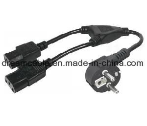 1.5m Black VDE Kema Keur Cee7 Power Cord Splitter