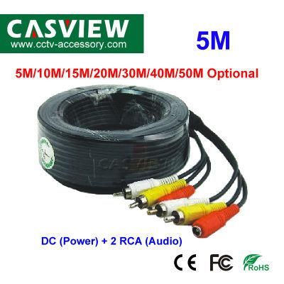 5m DC (Power) + 2 RCA (Audio) CCTV Cable Security Camera Accessories Pre-Made Easy Installation