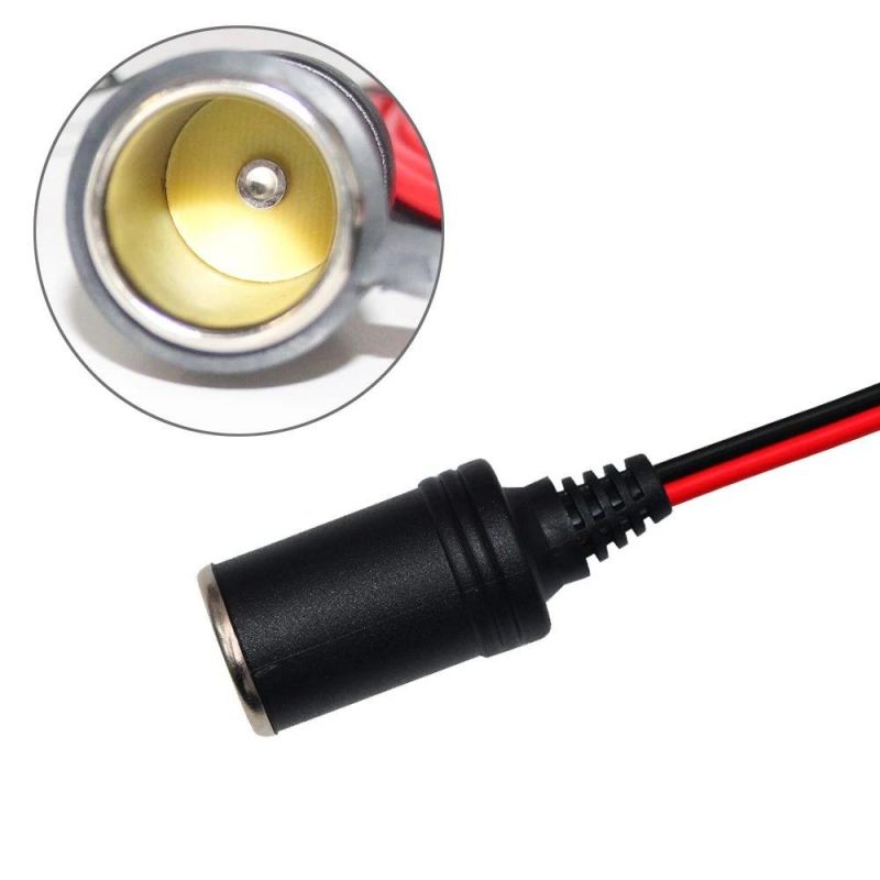 12-24V Car Charge Cigarette Lighter Extension Cable Male to Female Socket, 14AWG Heavy Duty Cigarette Lighter Cord with LED Light, 15A Fuse