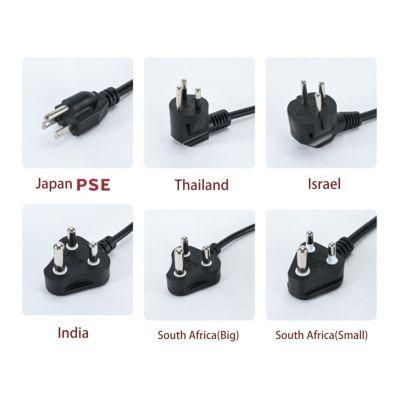 10A 250V 3 Pin IEC SABS C13 Female to Male Extension Power Cord Plug for South Africa Australia Europe, Britain, Korea, America