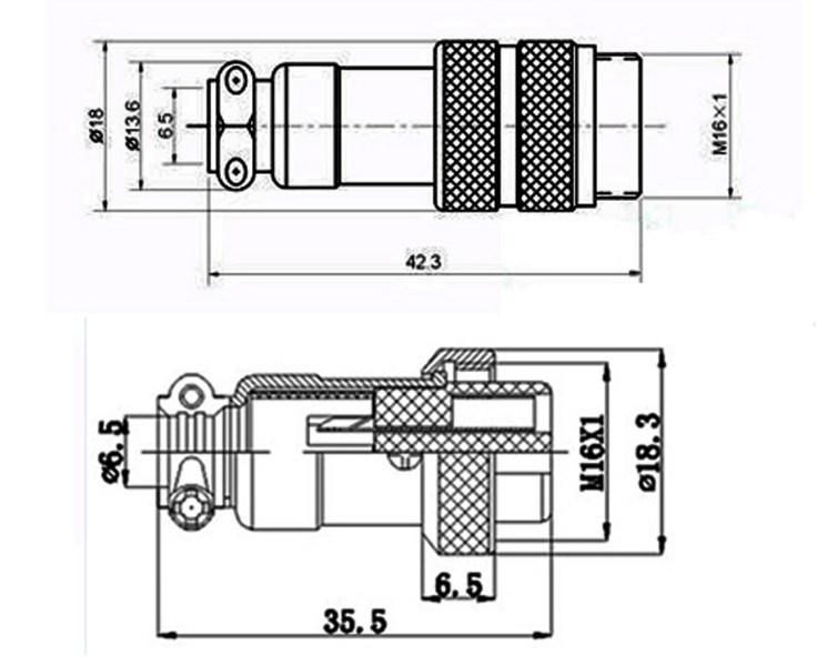 Gx16 Connector Female Aviation Plug 2 Pin Connectors