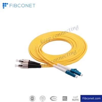 FTTH Single Mode 9/125 Duplex LC/Upc - FC/Upc PVC LSZH Fiber Optic Patch Cord