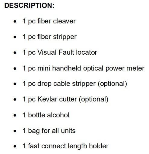 Skycom Tool Kits for FTTH Project