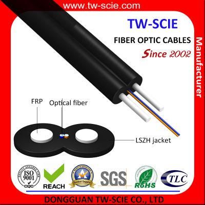 FTTH 2 Core Indoor Fiber Optic Cable with FRP or Steel Wire Strengthen