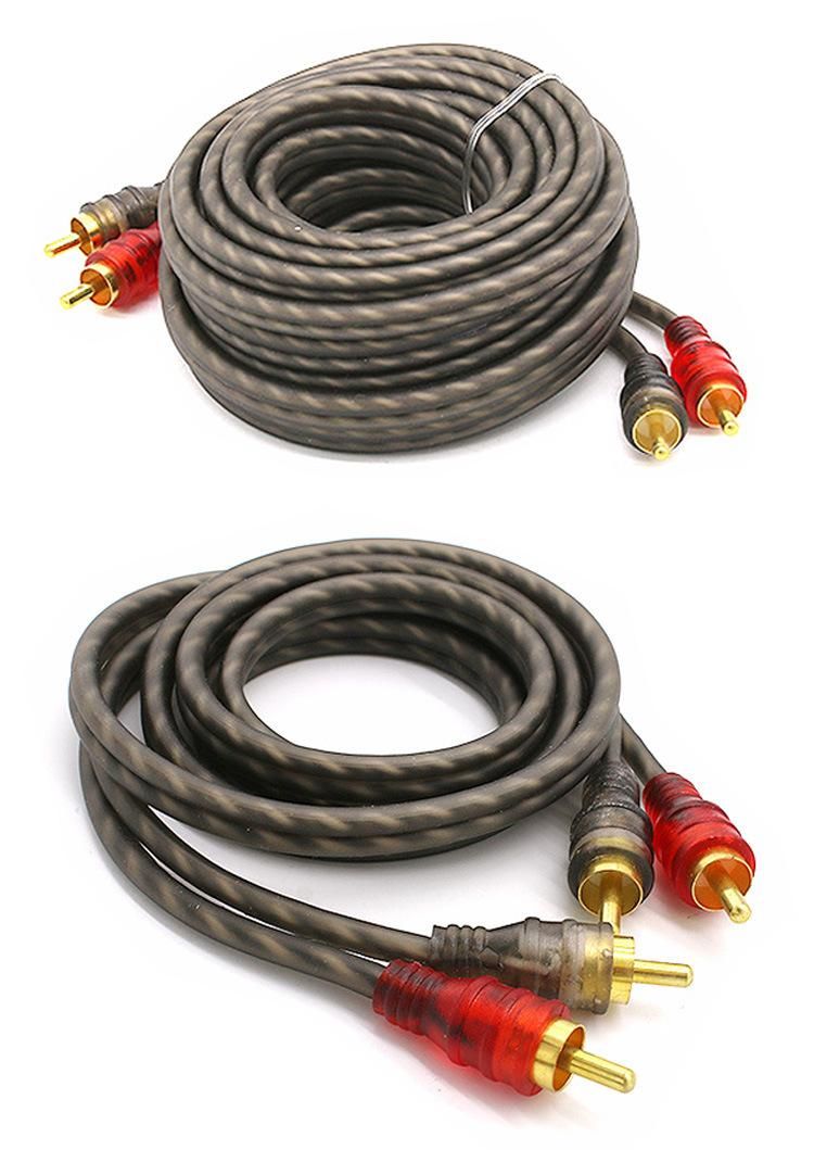 High Quality Bare Copper Wire 0.5/1.2/2/3/5m Car Audio RCA Cable with Color Box