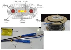 Single Mode 2 Core Fiber Optic Cables with Power Conbination