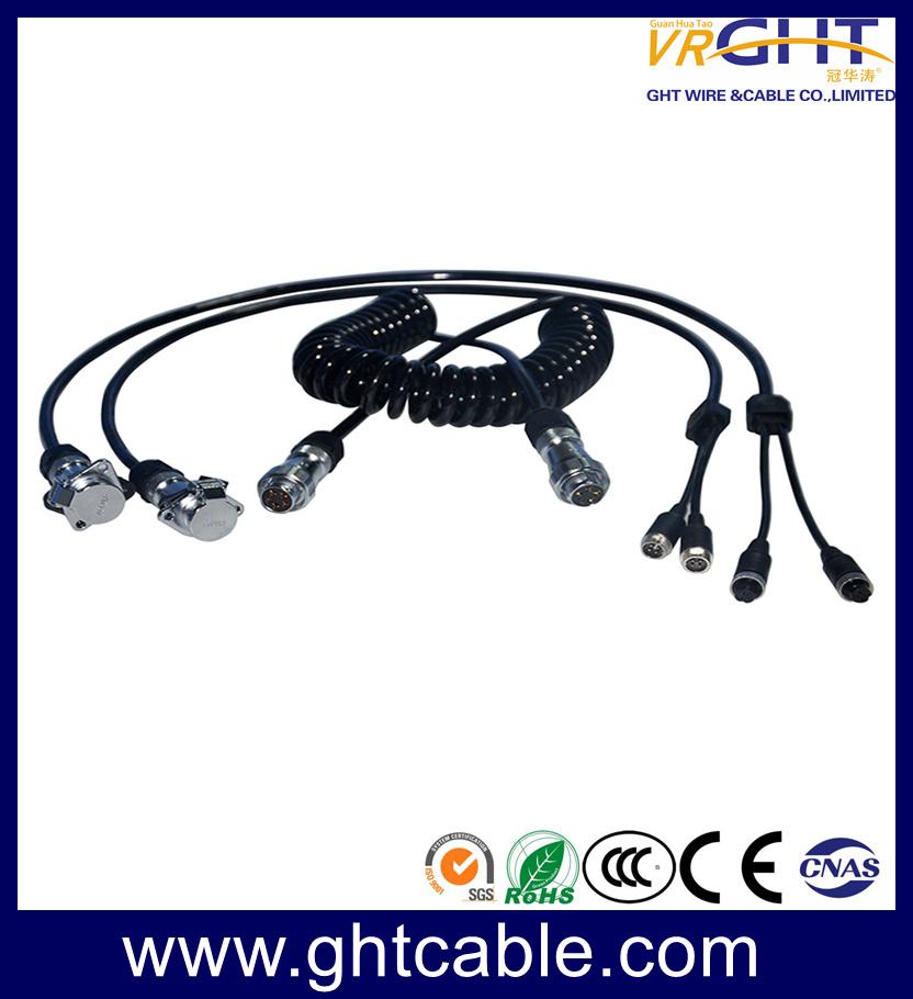 7 Core Spring Wire Trailer Cable, 7 Pin Truck Electric Coiled 4p Aviation Connector Camera Semi-Trailer Spiral Cable