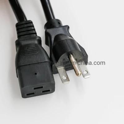 NEMA 6-15 Plug to IEC C19 Connector, 15A, 250V, 14/3 Sjt Cable Jacket ETL