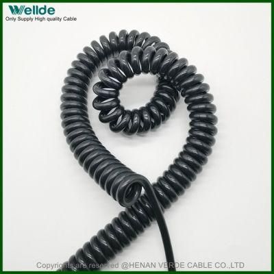 Oil Resistant UV Stable RoHS PVC PU Electric Wire Spiral Coiled Power Cable