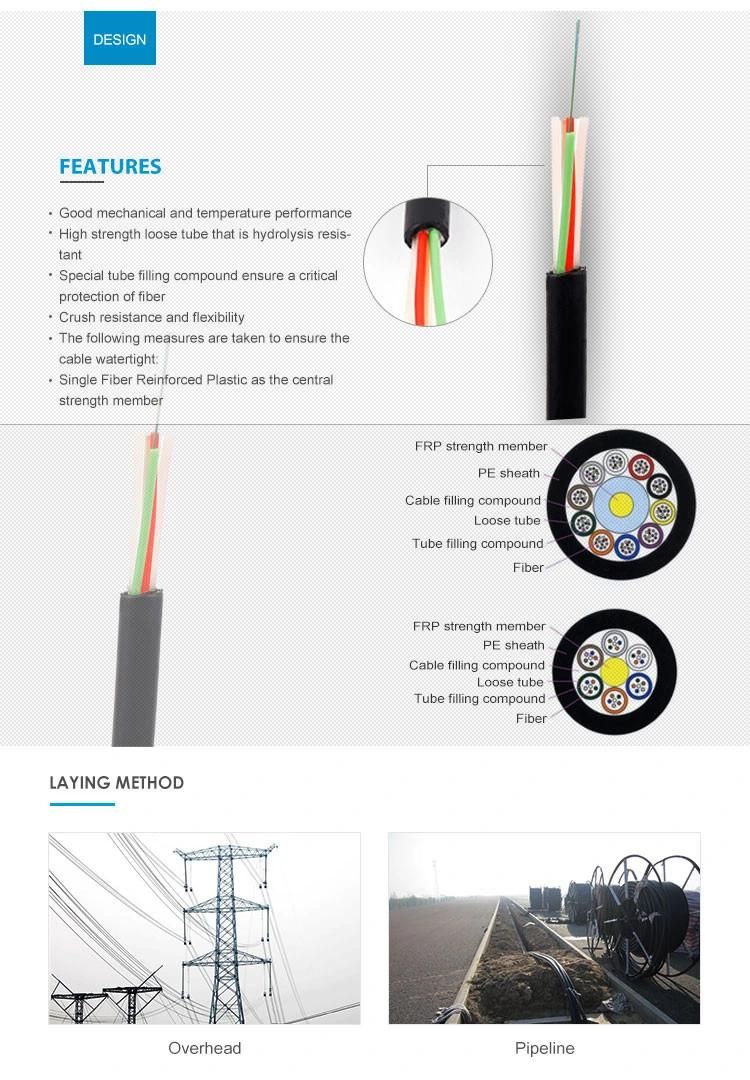 1~288core G652D Optical Outdoor Self-Support Steel Wire/All Dielectric Aramid Yarn Armor Double Jacket ADSS GYFTY GYTS GYXTW GYTC8S FTTH Optic Fiber Drop Cable