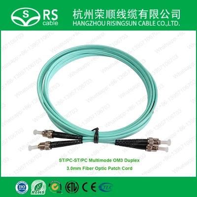 St/Upc-St/Upc Multimode Om3 Duplex 3.0mm Fiber Optic Patch Cord