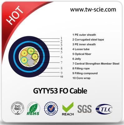 Optical Fiber Cable 2-144cores with Steel Armoured GYTY53