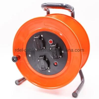 Cable Reel 25 M Cable with 4 Schuko Sockets 2.5 mm2 Rubber IP44 Outdoor