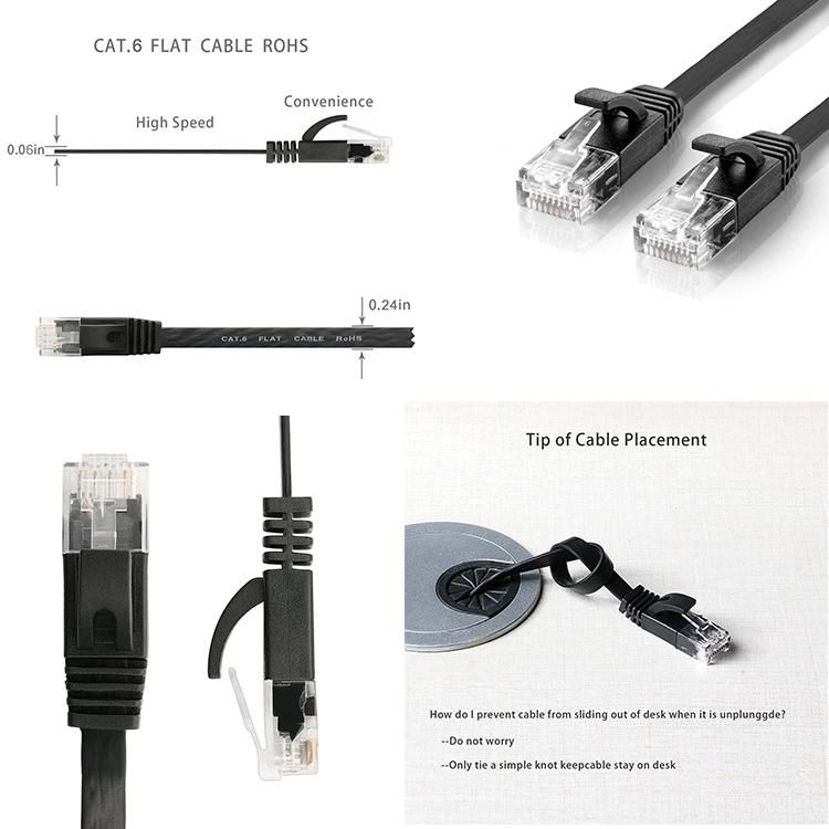 RJ45 Cat5e CAT6 8p8c Flat Ethernet 26AWG Patch Network LAN Cable