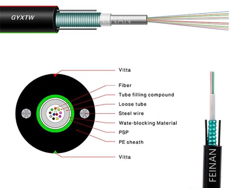 2core to 48core Outdoor Fiber Optic Cable GYXTY GYXTW Rmoured Fiber Optical Cable