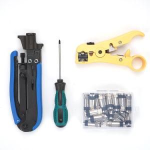 Crimping and Stripping Plier Set with 20PCS F Connector for RG6 Rg11