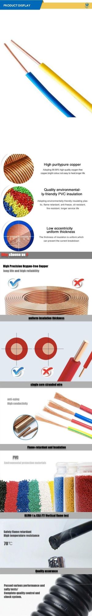 H07V-R / H07V-U / BV / Bvr Cu Conductor PVC Sheathed High Quality Single Solid Core House Building Wire