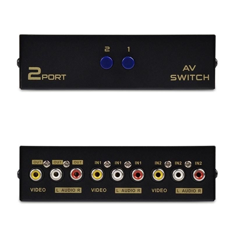 2 Port AV RCA Switch 2 in 1 out Composite Video L/R Selector Box for DVD Player