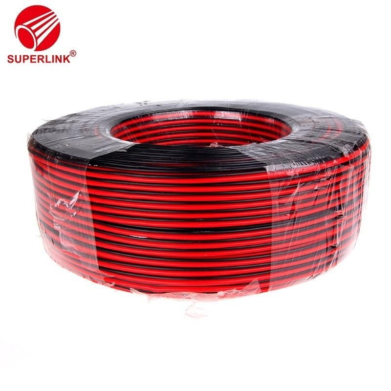 Transparent Red and Black PVC Jacket Speaker Cable with 2 Core OFC Audio Wire