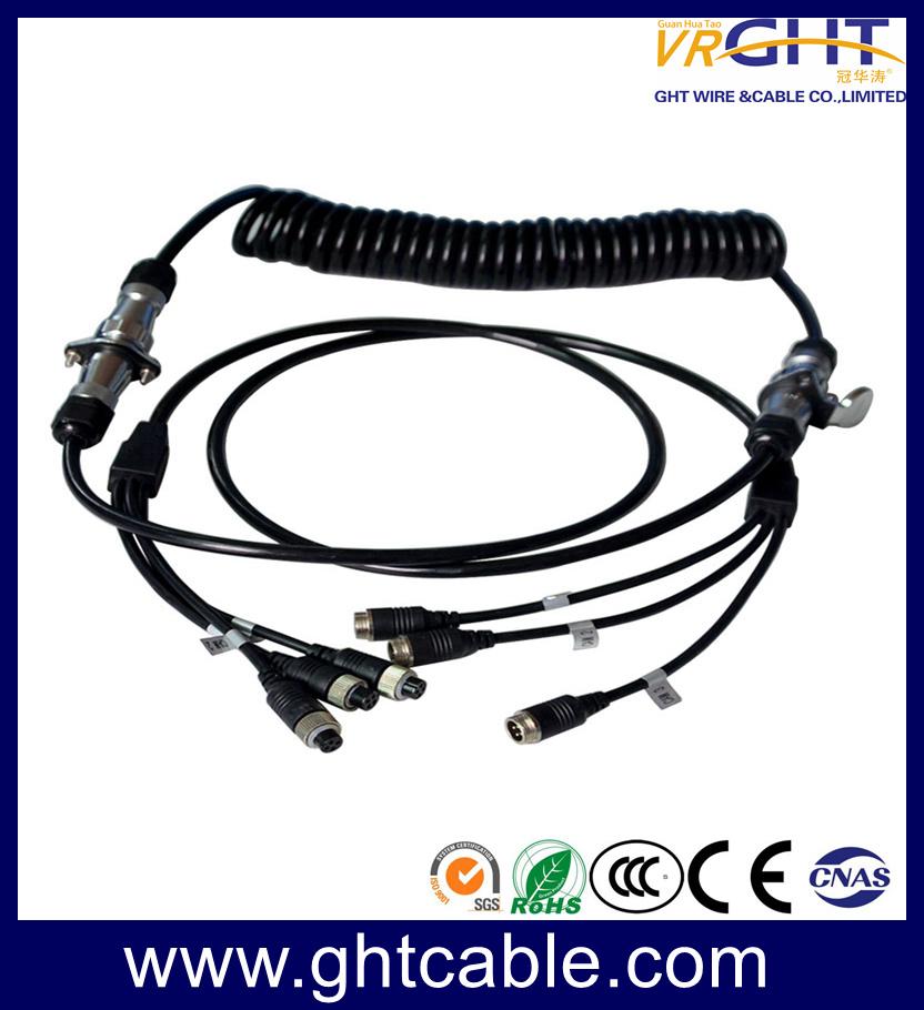 7 Core Spring Wire Trailer Cable, 7 Pin Truck Electric Coiled 4p Aviation Connector Camera Semi-Trailer Spiral Cable