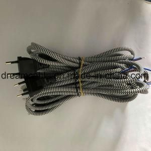 Nylon Braiding Black 1.5m EU Power Cord with Stripped End