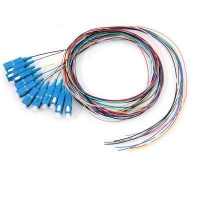 Hot Sale manufacturer 12 Core 1meter Sc/APC Optic Sm Fiber Pigtail 0.9mm 9/125 Colours Patch Cord Fiber Pigtail for FTTH Communication