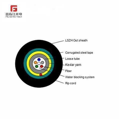 Fcj G652D Central Tube Optical Fiber Cable Steel Wires Armored Gyxts