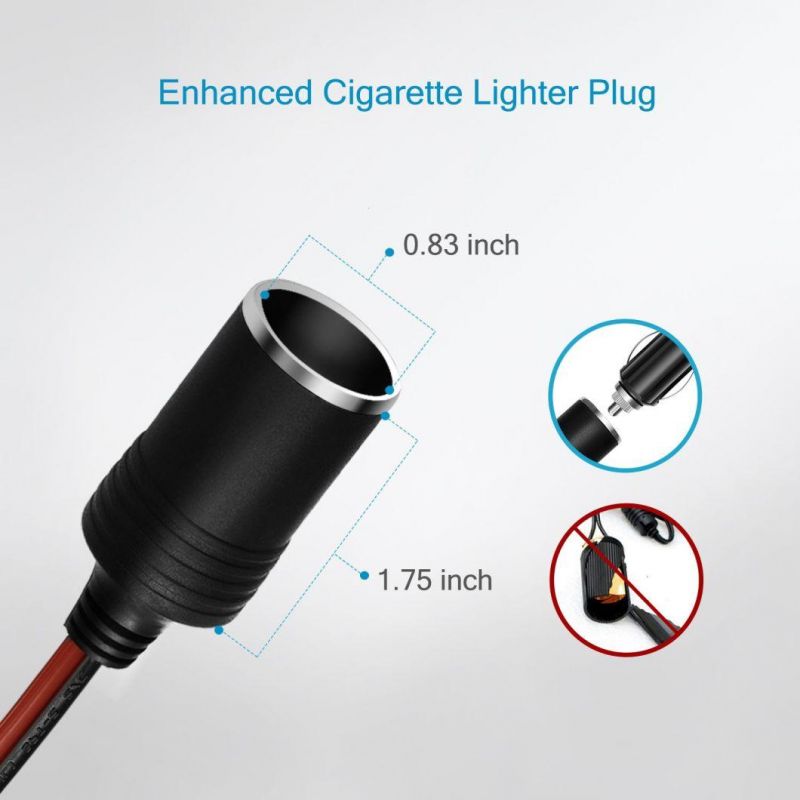 Cigarette Lighter Outlet 3FT + Eyelet Terminal Plug Power Supply Cord