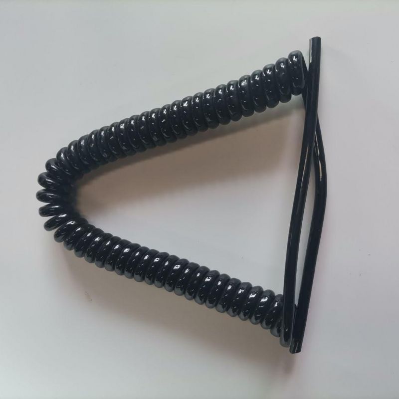 Matt or Glossy Electrical Spring Spiral Coiled Wire Cable Customized Connected Assembly DC Power Cable