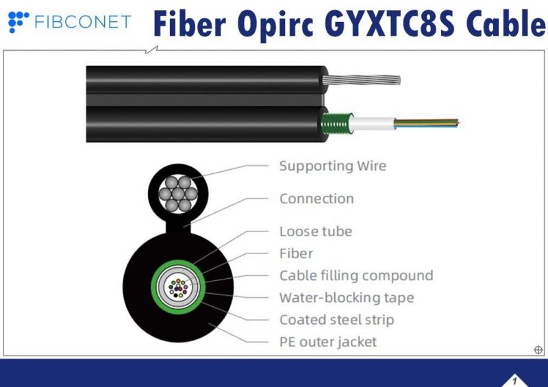 Outdoor Single-Mode Fiber Cable Gyxtc8s Cable Figure 8 Central Loose Tube Cable