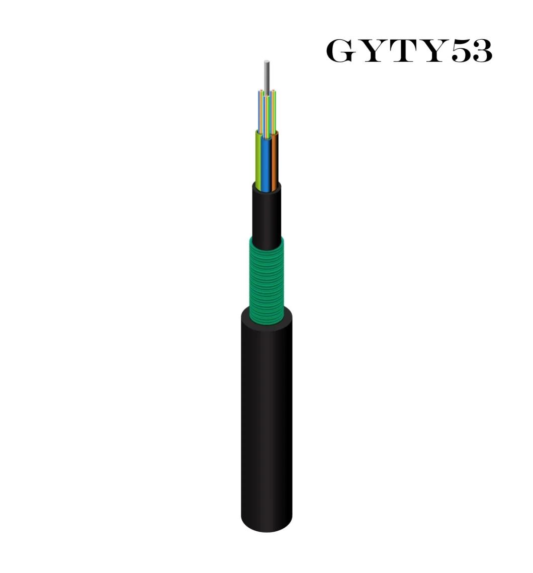 Hot Sales China Manufacturer Outdoor Fiber Cable Armored PE Loose Tube Fiber Optic Cable GYTY53 G652D/G657A1/G657A2 for Direct Buried Method