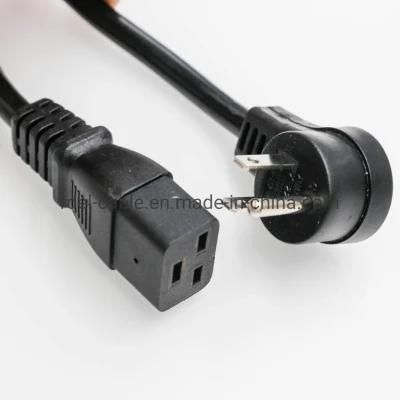 Left Angle 5-15p to C19 Power Cords, 15 AMPS, 125V, 14/3 Sjt